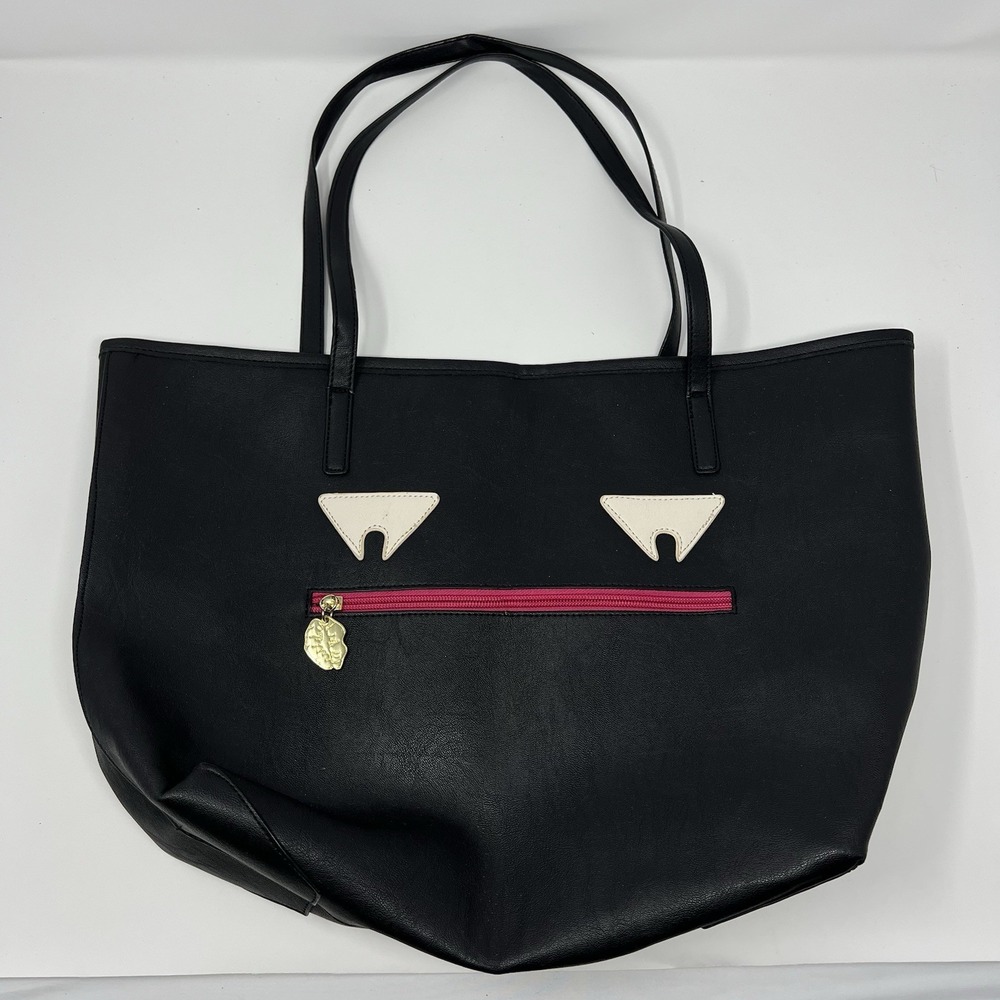 Betsey Johnson Handbag Monster Face Bag Tote Shoulder Strap Handles Black Y2K